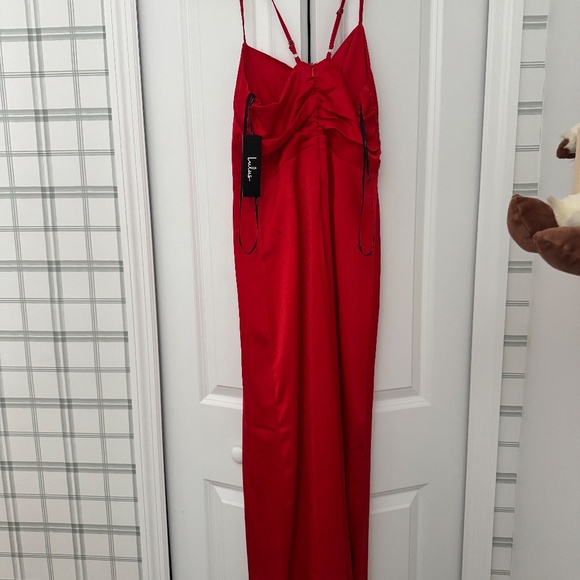 Lulus Renata Red Print Satin Maxi Dress - Picture 4 of 4